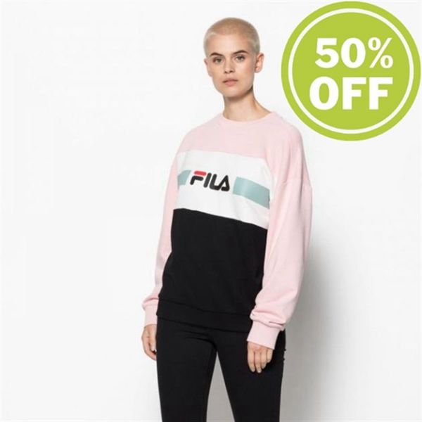 Moletons Fila Mulher Rosa/Branco/Pretas - Fila Angela Crew 2.0 Hoodie With Crew Neck Portugal Lisboa